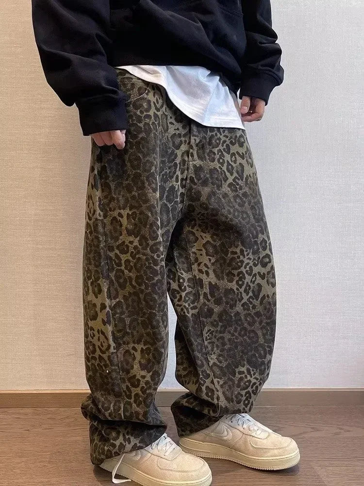 BAGGY LEOPARD PRINT DENIM