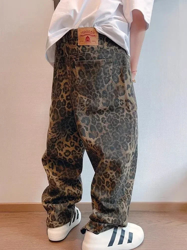 BAGGY LEOPARD PRINT DENIM